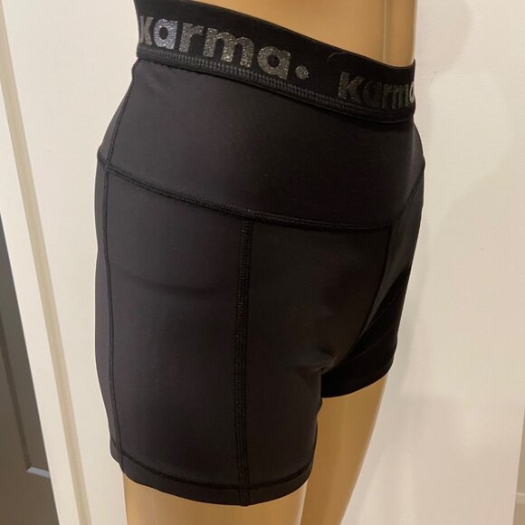 Karma Athletics Womens Ali Black High-Waist Fitness Shorts XS - Picture 8 of 15